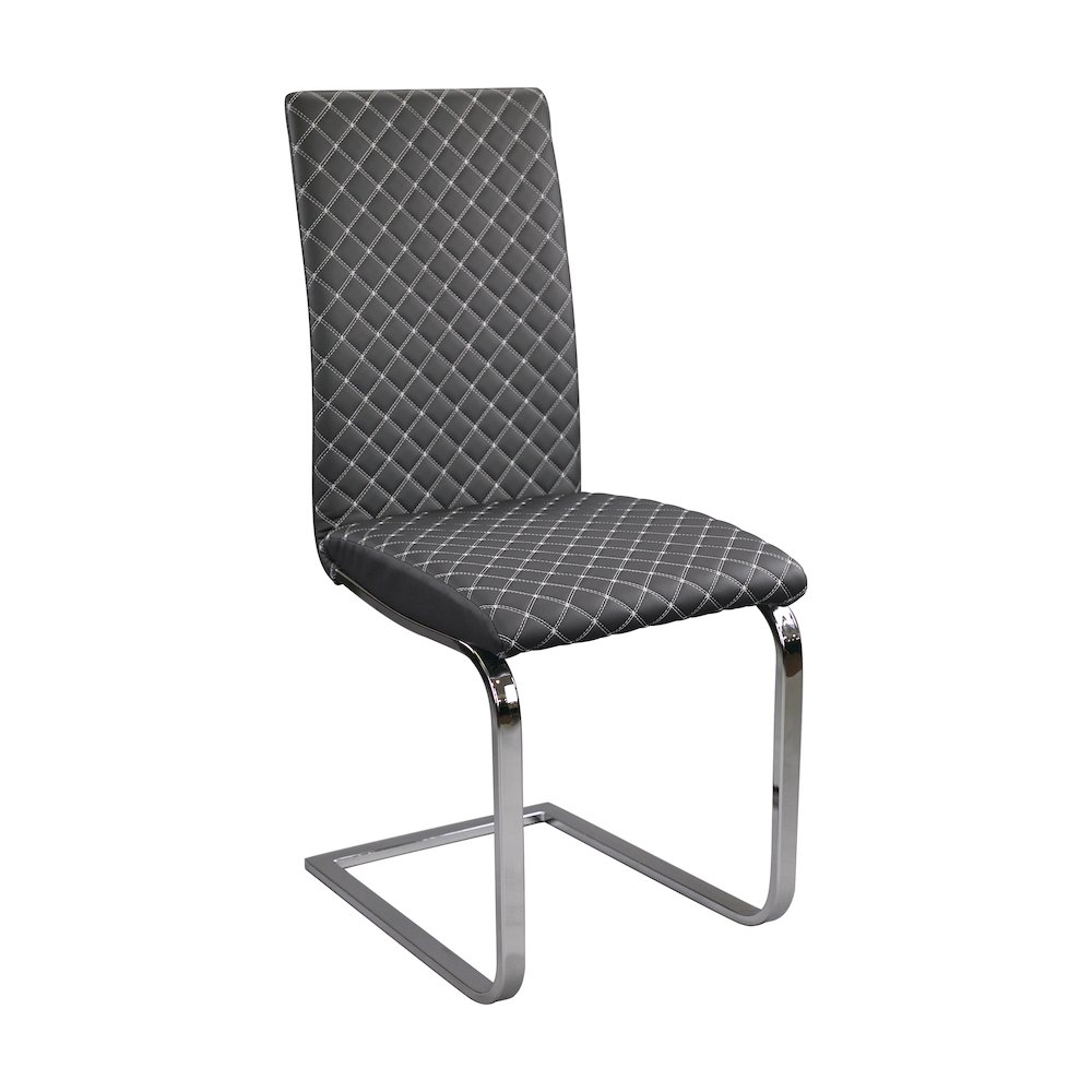 Yannis Faux leather Dining Room Side Chair, set of 2 in Gray. Picture 1