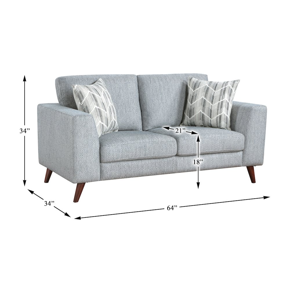Broadway Chenille Love Seat in Blue-Gray. Picture 6