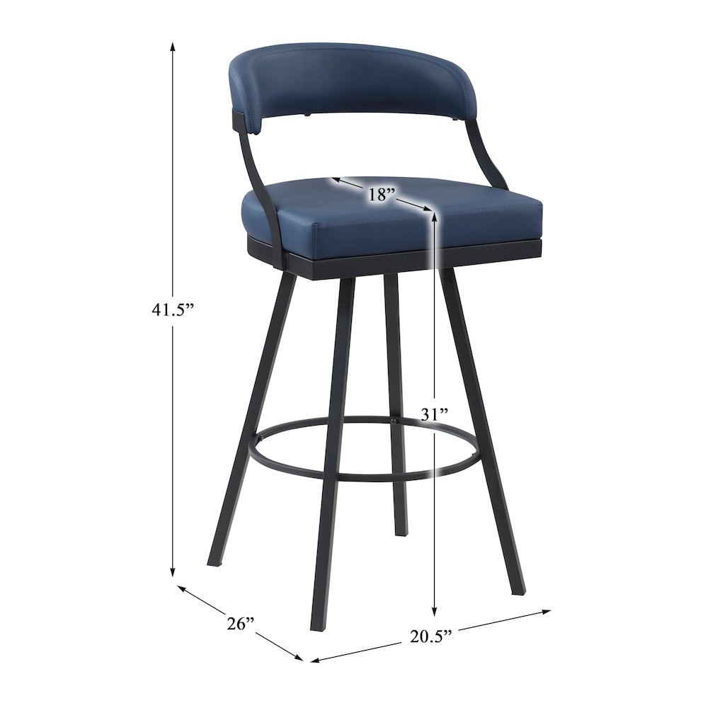 Crowley Faux leather Swivel Pub Height Chair in Blue. Picture 4