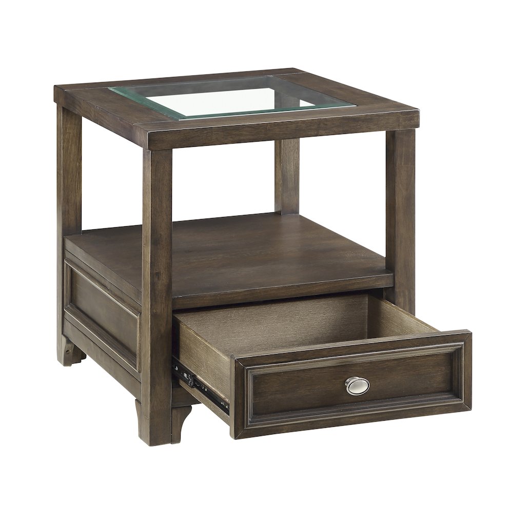 Auburn Asian Hardwood End Table in Charcoal Brown. Picture 5
