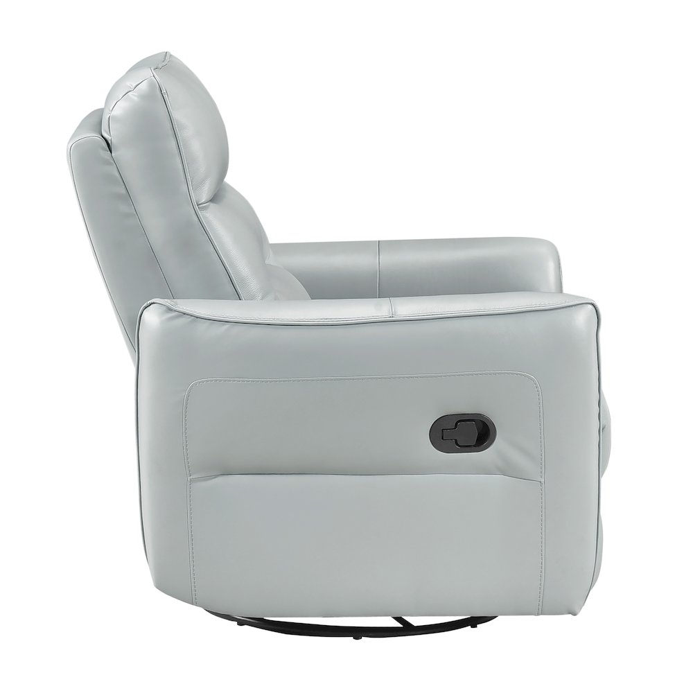Thomas Leather Swivel Glider Reclining Chair in Aqua. Picture 7