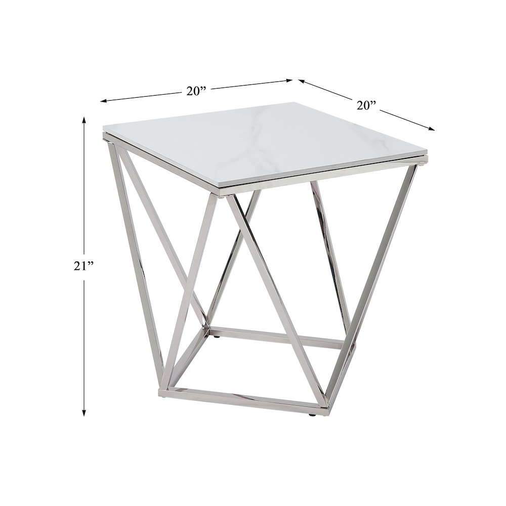 Alfeo Stainless Steel End Table in Silver. Picture 5