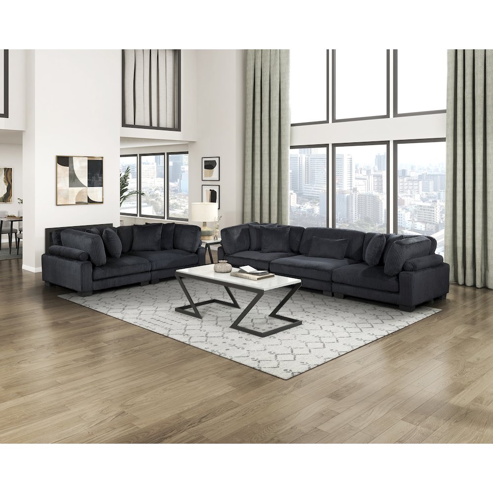 Traverse Corduroy Love Seat in Black. Picture 2