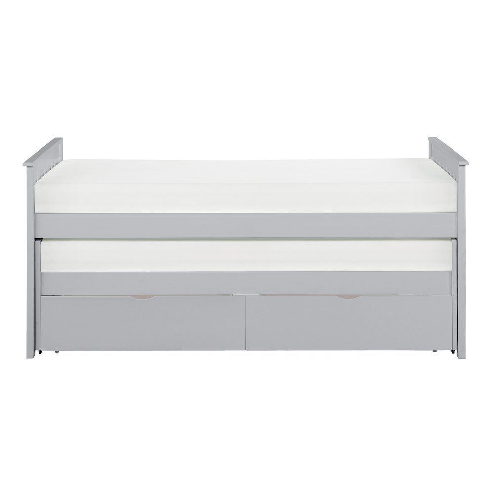 Orion Pine Twin/Twin Bed with Storage Boxes in Gray. Picture 3