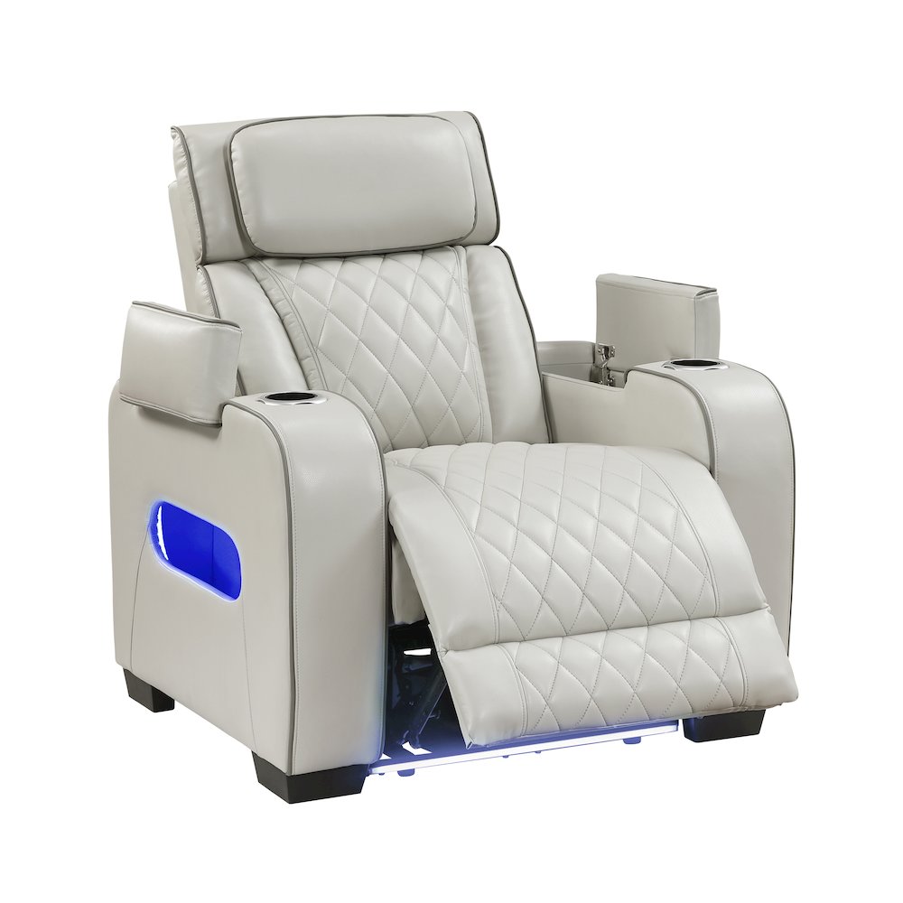 Fairway Faux Leather Power Reclining Chair with Power Headrest in Taupe. Picture 11