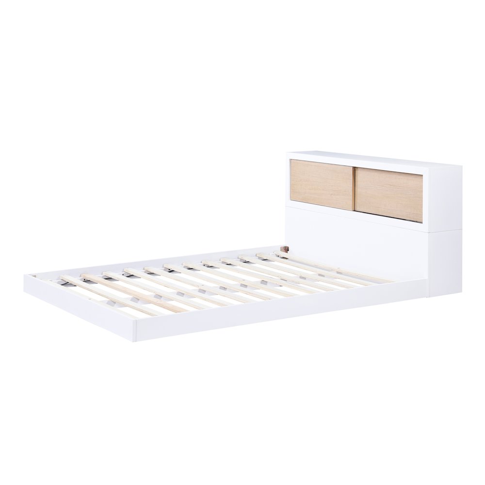 Asker Asian Hardwood Full Bookcase Bed in 2-Tone (White and Natural). Picture 2