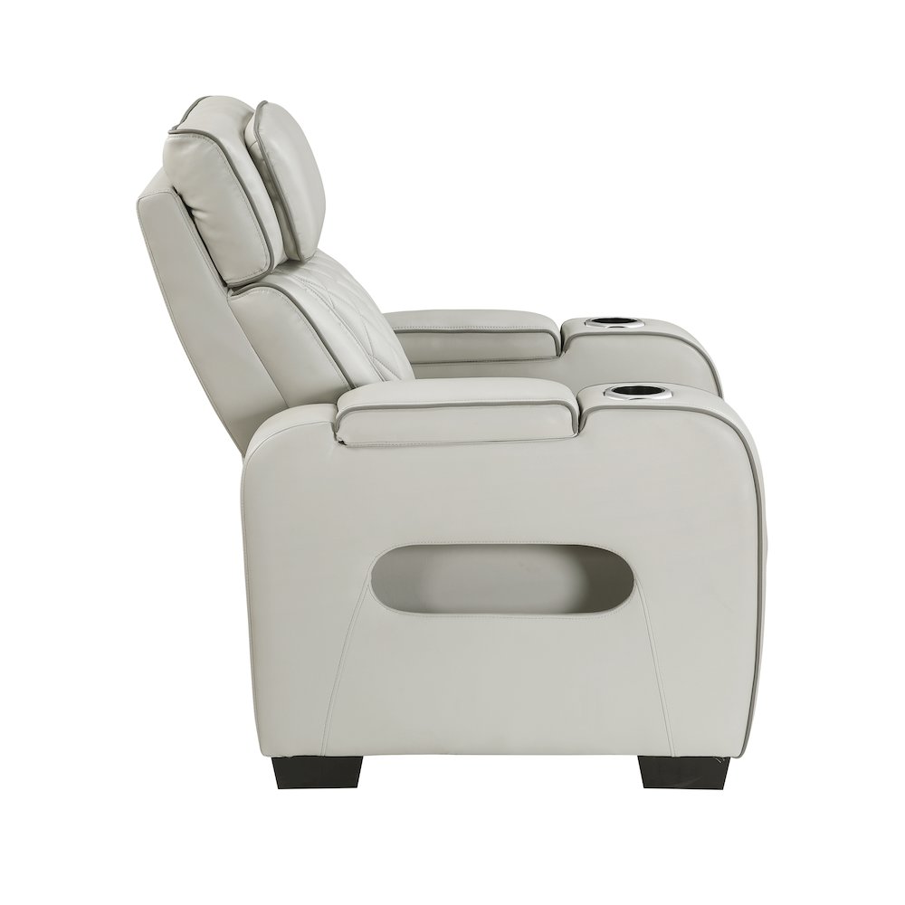 Fairway Faux Leather Power Reclining Chair with Power Headrest in Taupe. Picture 8