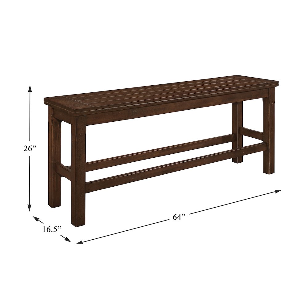 Schleiger Wood Counter Height Dining Room Bench in Dark brown. Picture 4