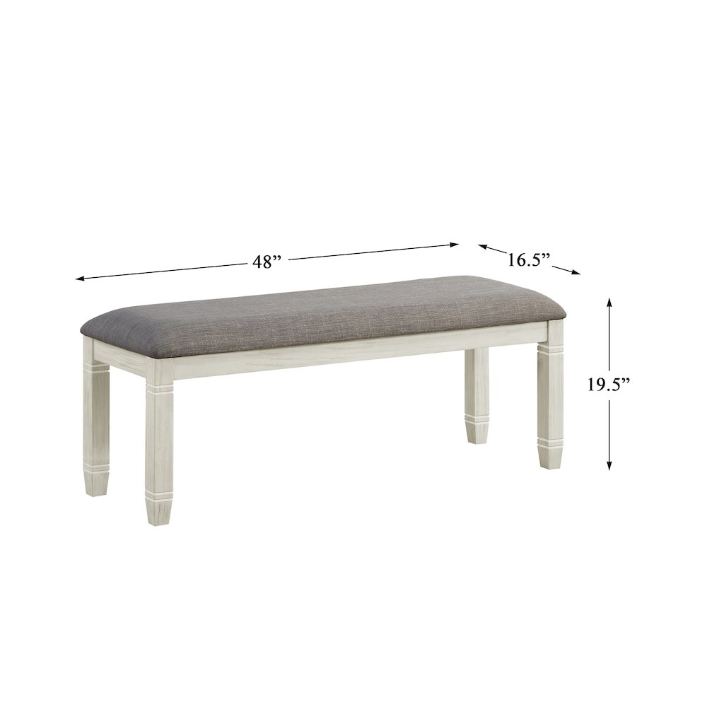 Granby Textured Dining Room Bench in Gray. Picture 4