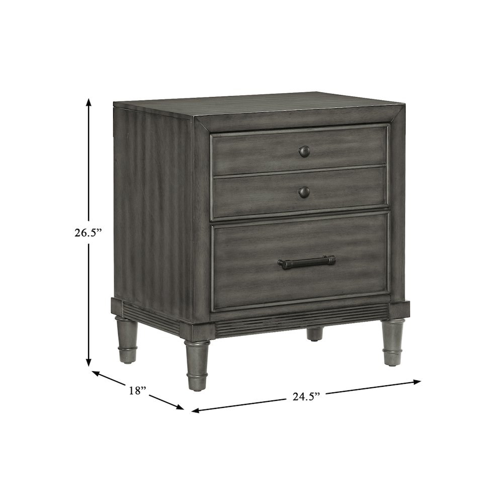 Wittenberry Asian Hardwood Nightstand in Gray. Picture 5
