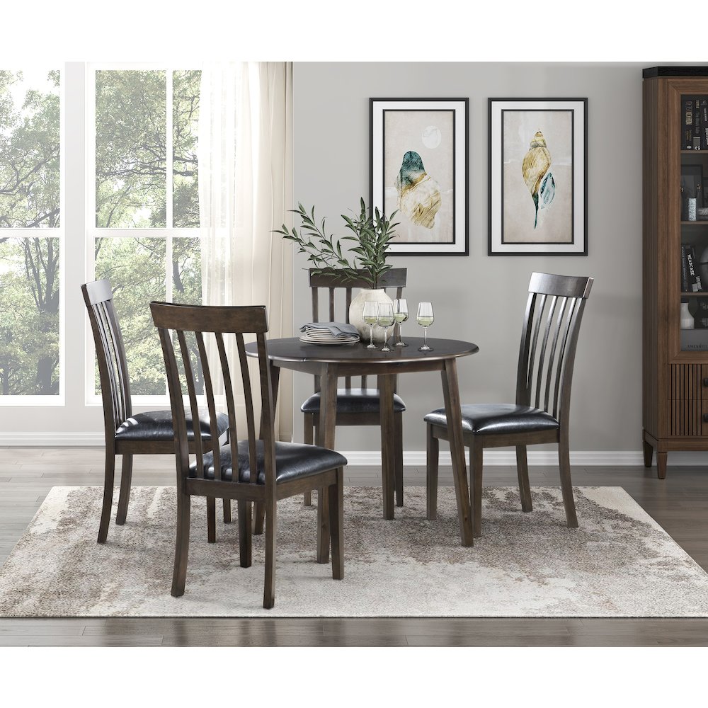 Rutland Faux leather Dining Room Side Chair, set of 2 in Espresso Finish. Picture 2