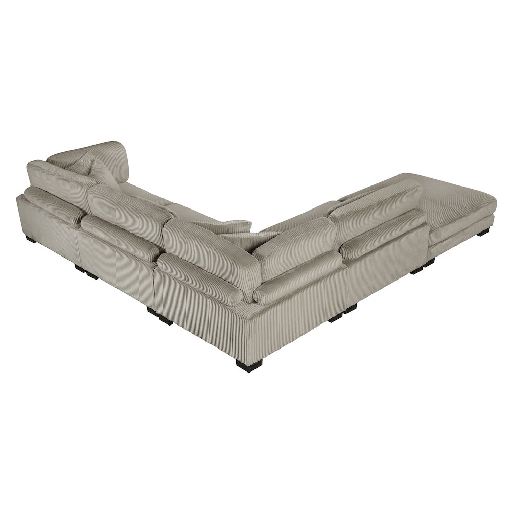 Traverse Corduroy 5-Piece Modular Sectional with Ottoman in Taupe. Picture 5