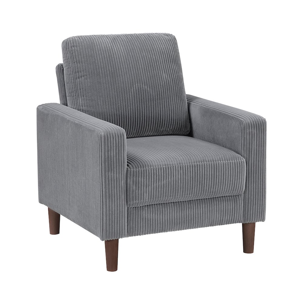 Crandall Corduroy 3pc Set: Sofa, Loveseat, Chair in Gray. Picture 4