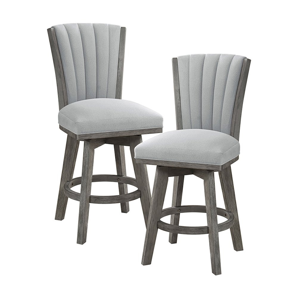 Corvallis Velvet Counter Height Swivel Stool, set of 2 in Gray. Picture 1