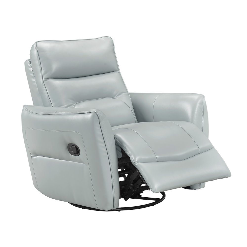 Thomas Leather Swivel Glider Reclining Chair in Aqua. Picture 8