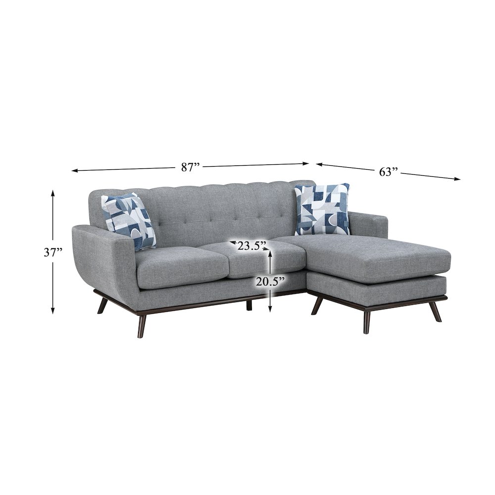 Everton Chenille Reversible Sofa Chaise in Gray. Picture 4