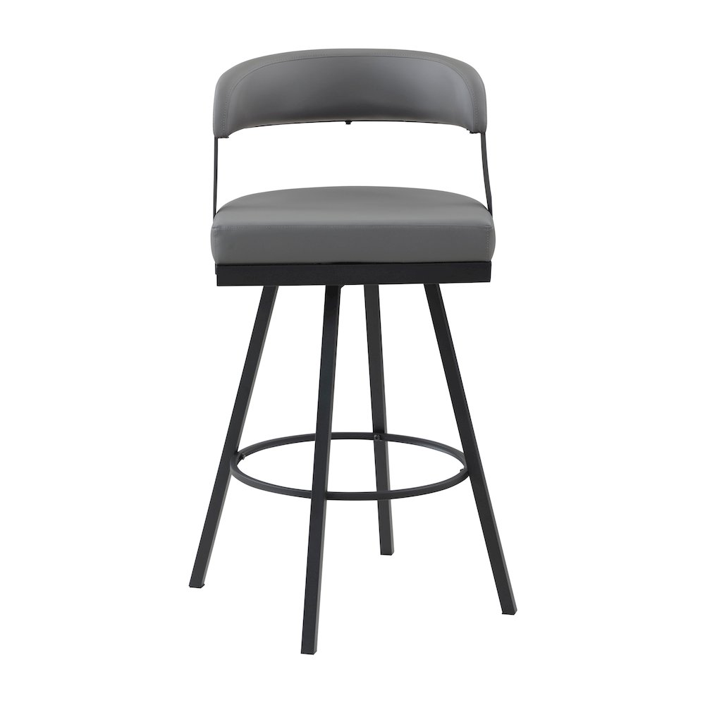 Crowley Faux leather Swivel Pub Height Chair in Gray. Picture 5