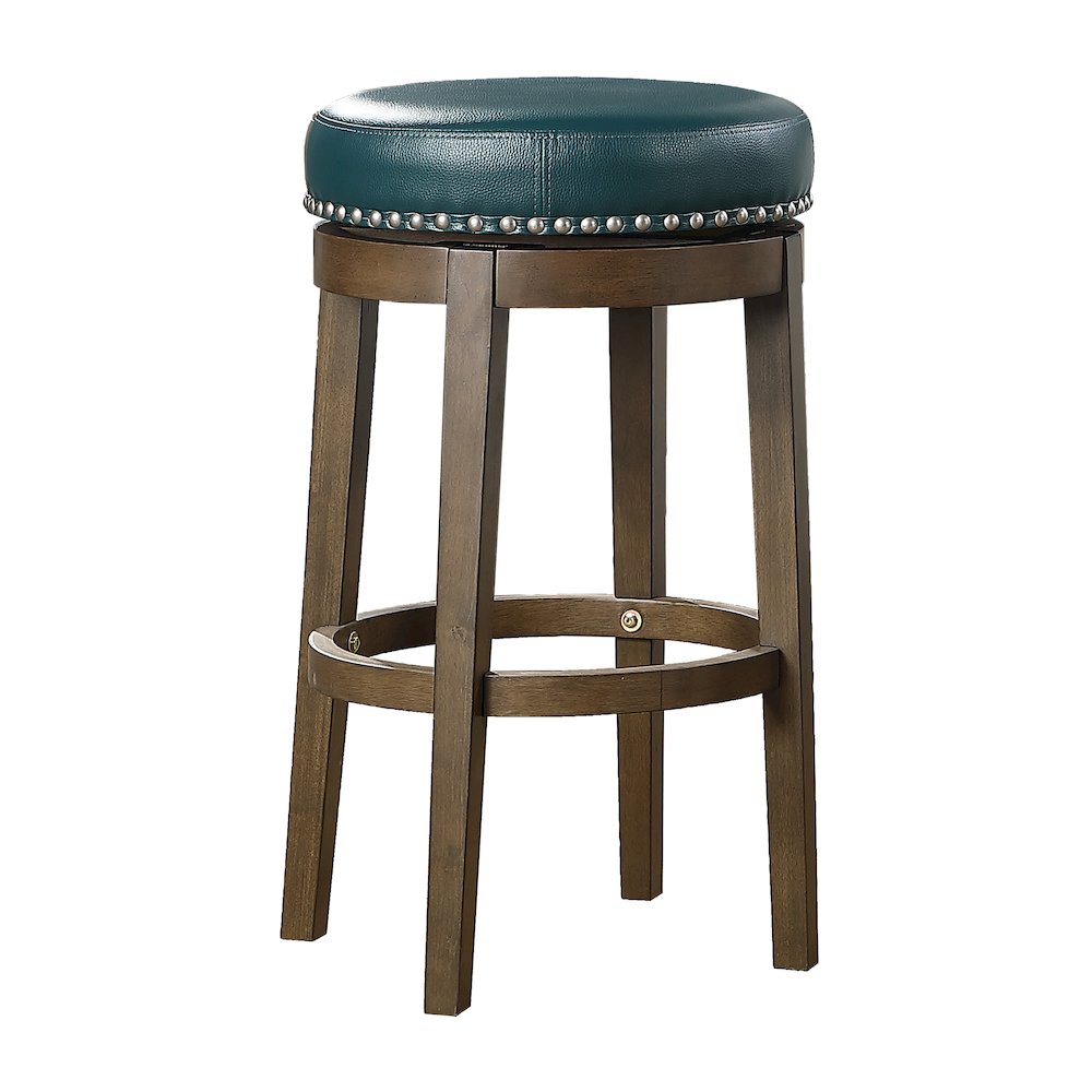 Westby Solid Wood 29" Round Swivel Stool, Set of 2 in Green. Picture 1