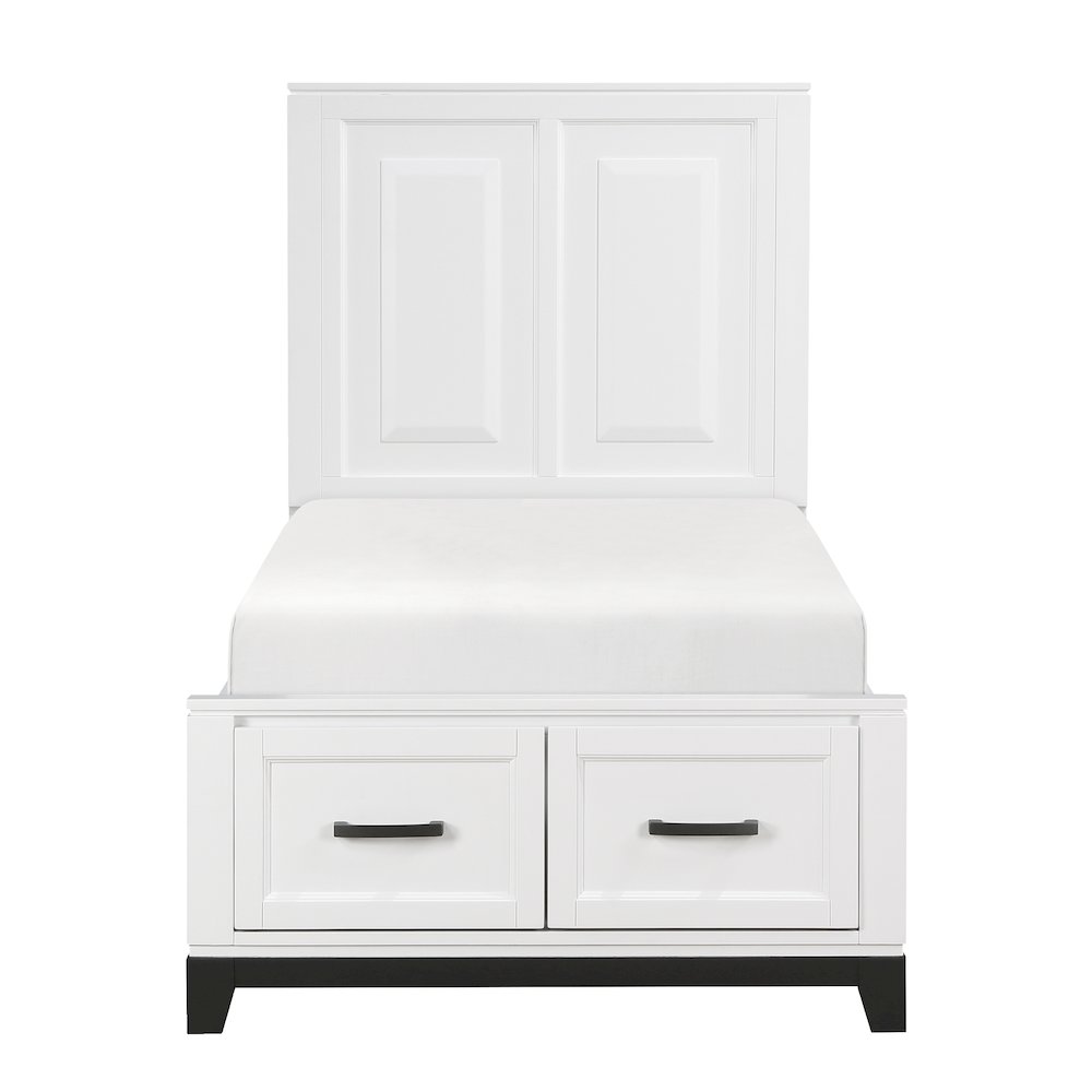 Garretson Acacia Twin Pltfm Bed in 2-Tone Finish (White n Metallic Gray). Picture 4
