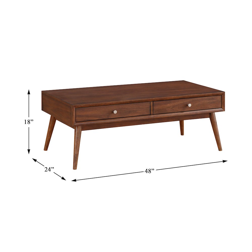 Frolic Rubberwood Cocktail Table with Two Functional Drawers in Brown. Picture 4