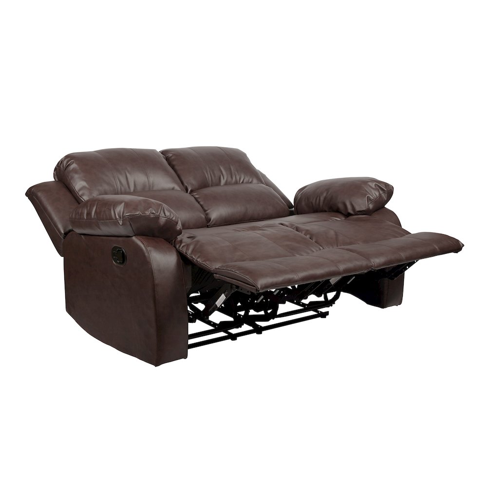 Cranley Faux Leather Double Reclining Loveseat in Black. Picture 8
