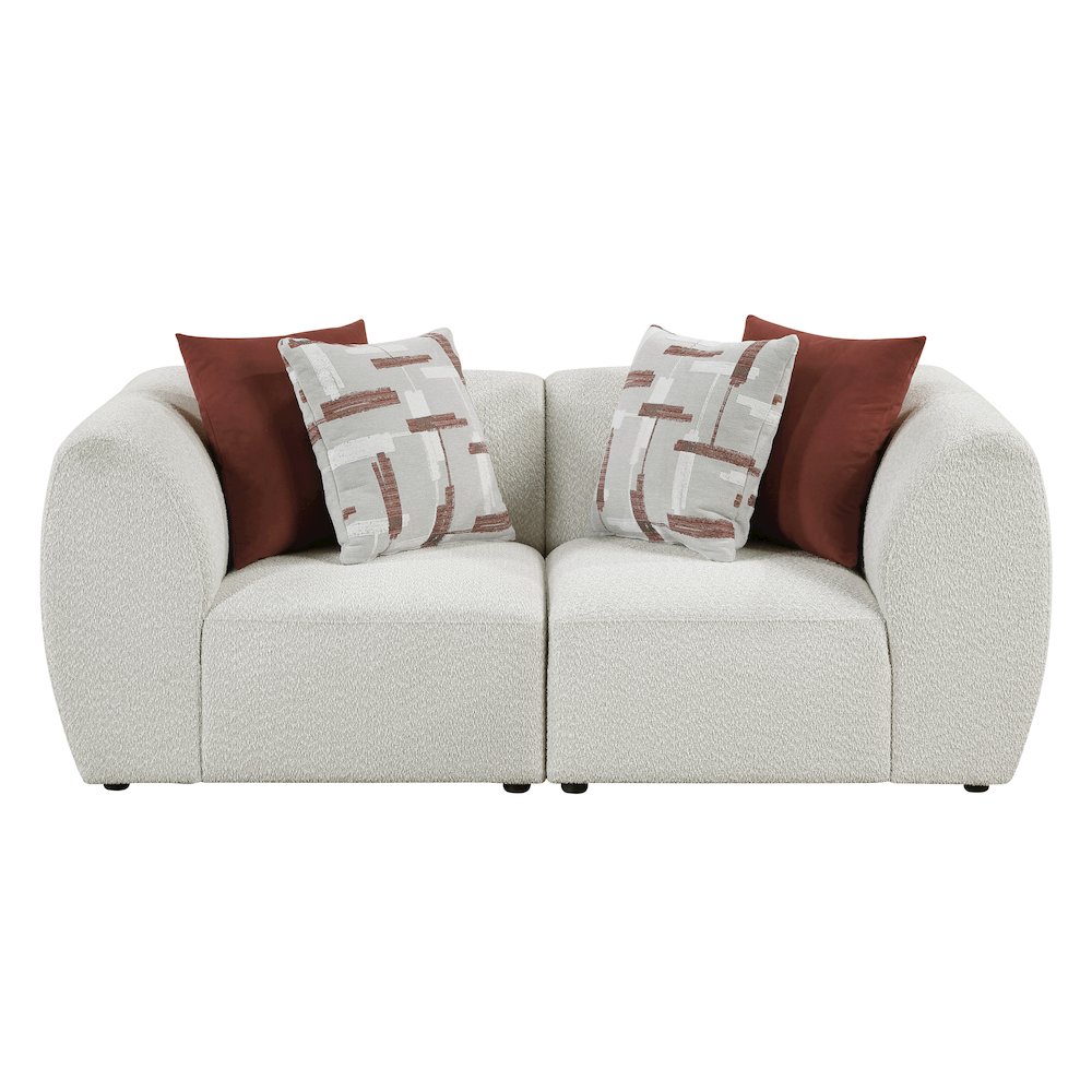 Franz Chenille Love Seat in Beige. Picture 4