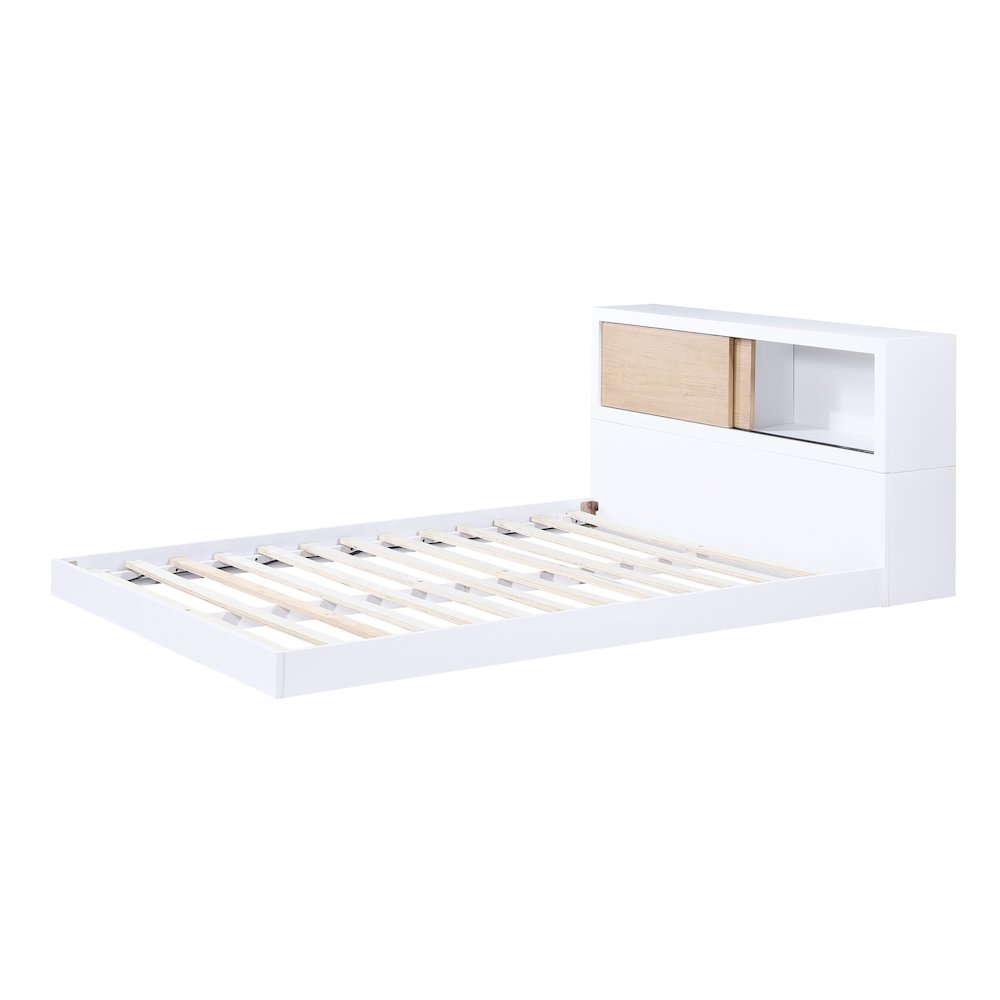 Asker Asian Hardwood Full Bookcase Bed in 2-Tone (White and Natural). Picture 4