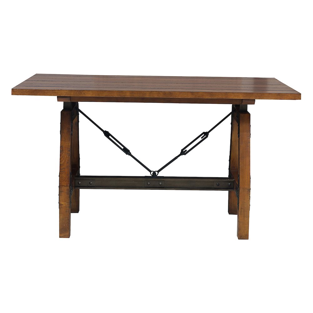 Holverson Wood Veneer Counter Height Table in Rustic Brown & Gunmetal. Picture 3