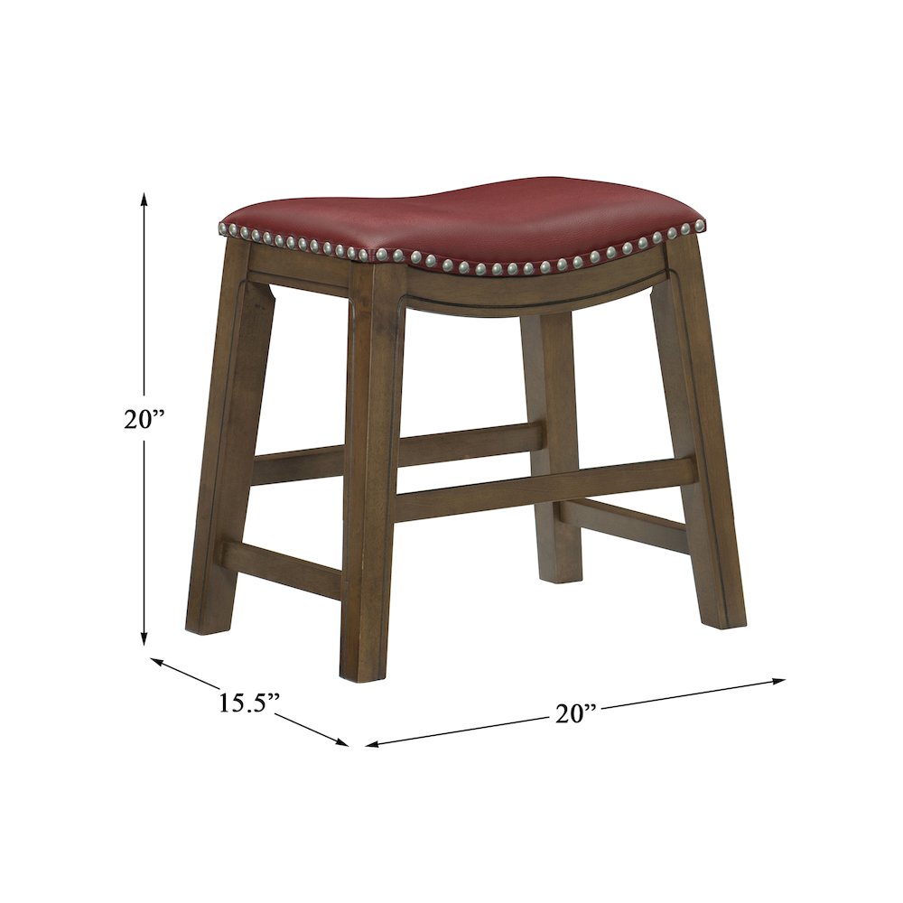Ordway Solid Wood 18" Height Saddle Stool in Red. Picture 4