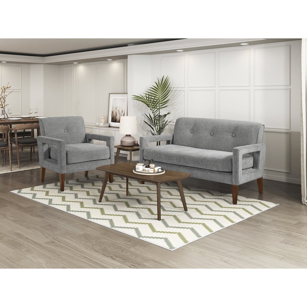 Belfort Chenille Love Seat in Gray. Picture 2
