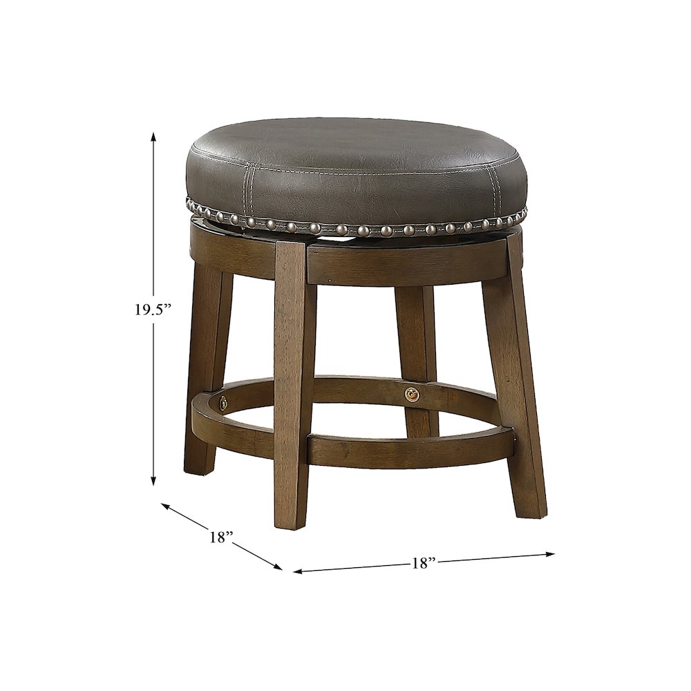 Westby Solid Wood 18" Round Swivel Stool, Set of 2 in Gray. Picture 4