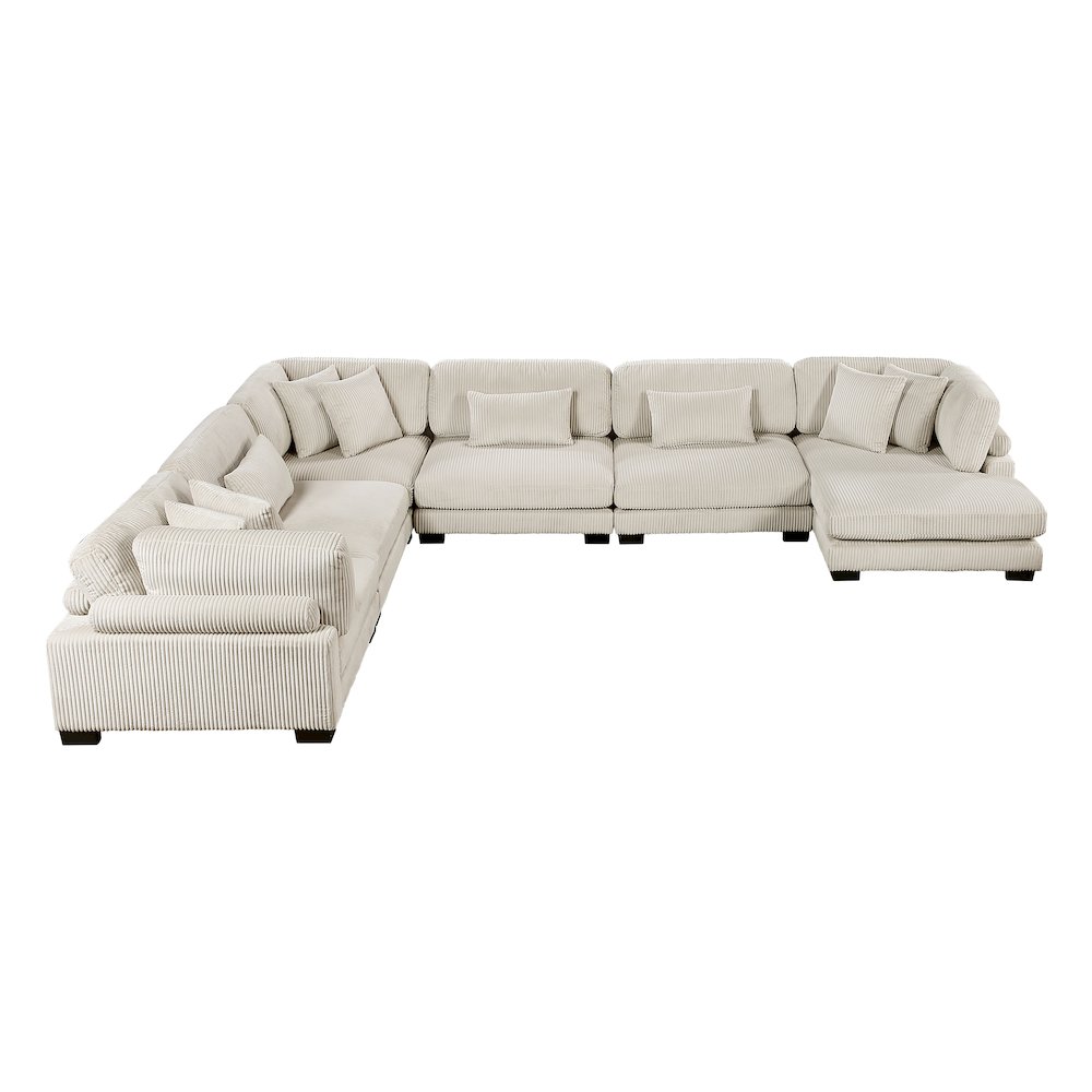 Traverse Corduroy 6-Piece Modular Sectional with chaise in Beige. Picture 10