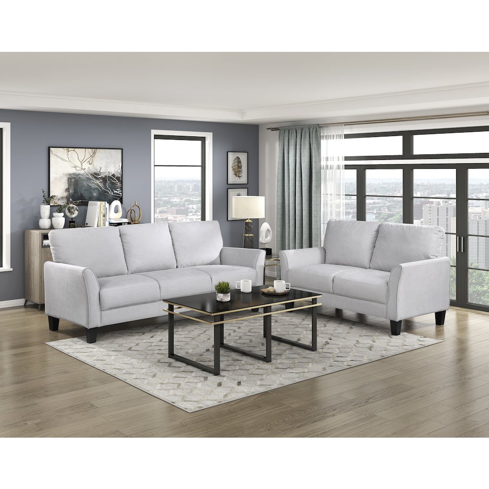 Aliana Textured Love Seat in Gray. Picture 3