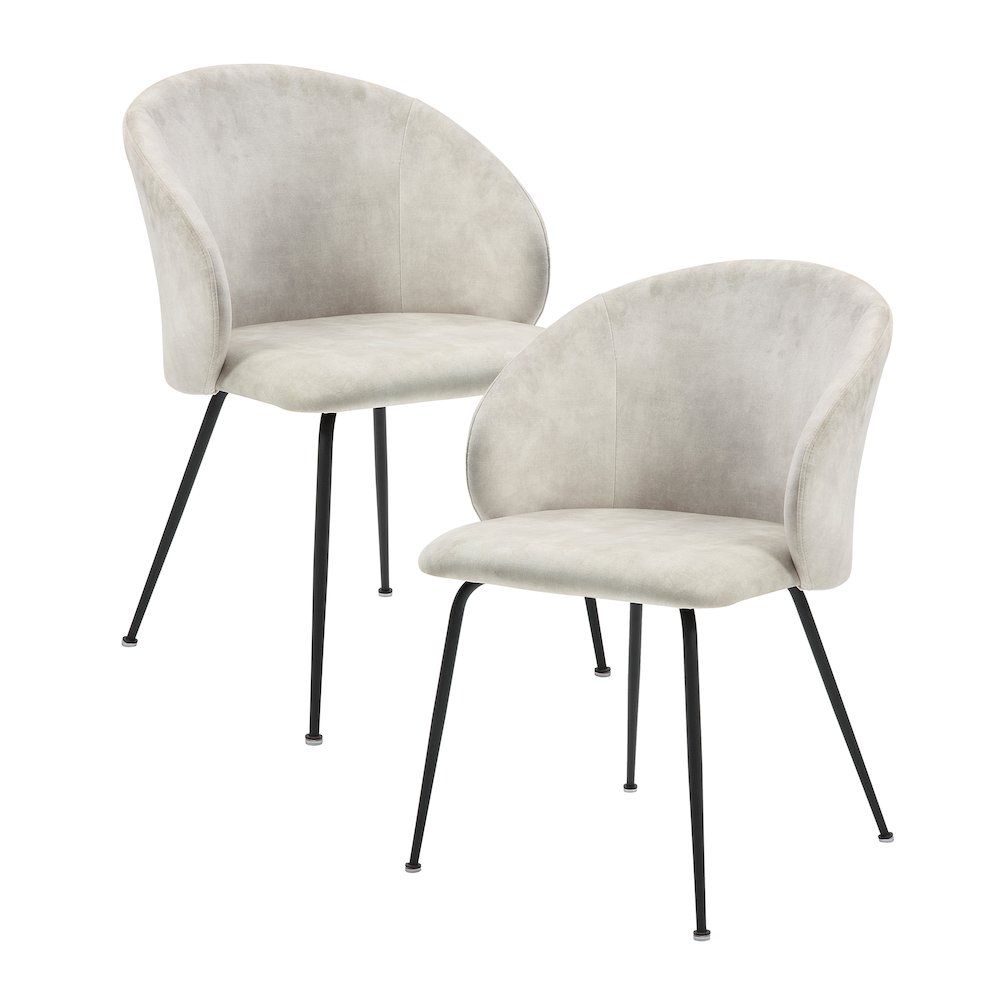 Cosimo Velvet Dining Room Side Chair, set of 2 in Beige. Picture 1