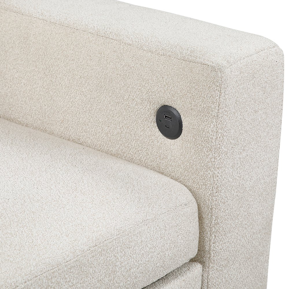 Robinson Boucle Love Seat with Pull-out Bed, Shelves in Beige. Picture 11