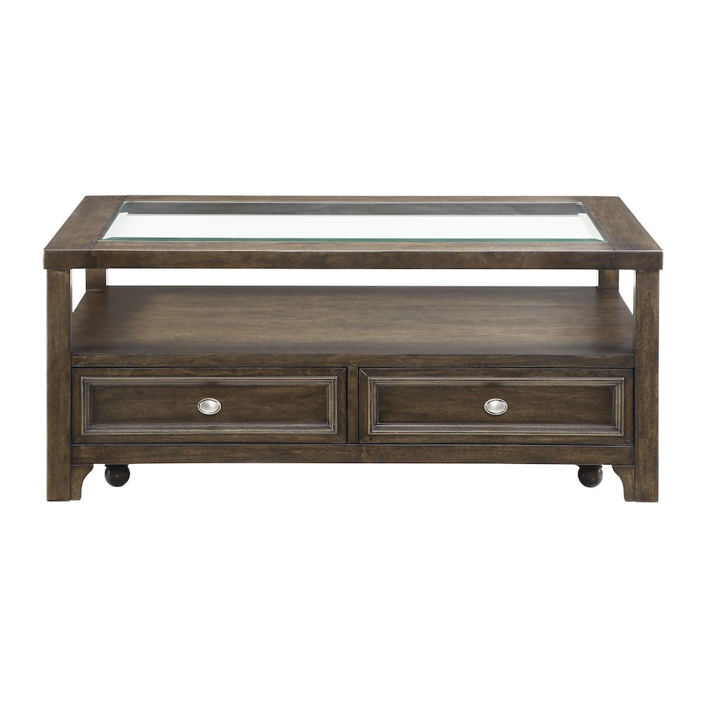 Auburn Asian Hardwood Cocktail Table in Charcoal Brown. Picture 3