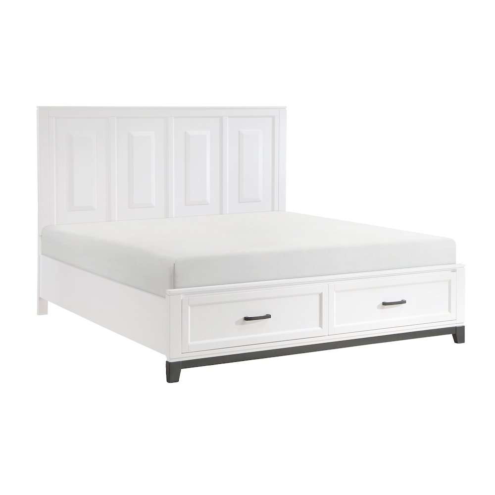 Garretson Acacia EK Pltfm Bed in 2-Tone Finish (White and Metallic Gray). Picture 1