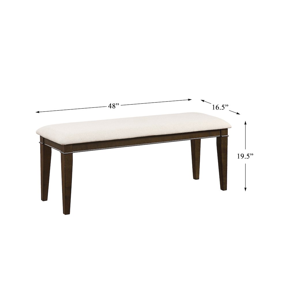 Makah Wood Dining Room Bench in Beige. Picture 4