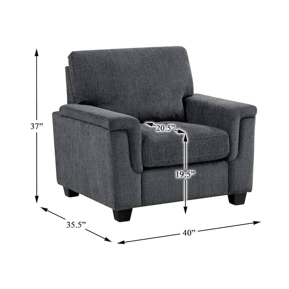 Chelsea Chenille Chair in Dark Gray. Picture 6