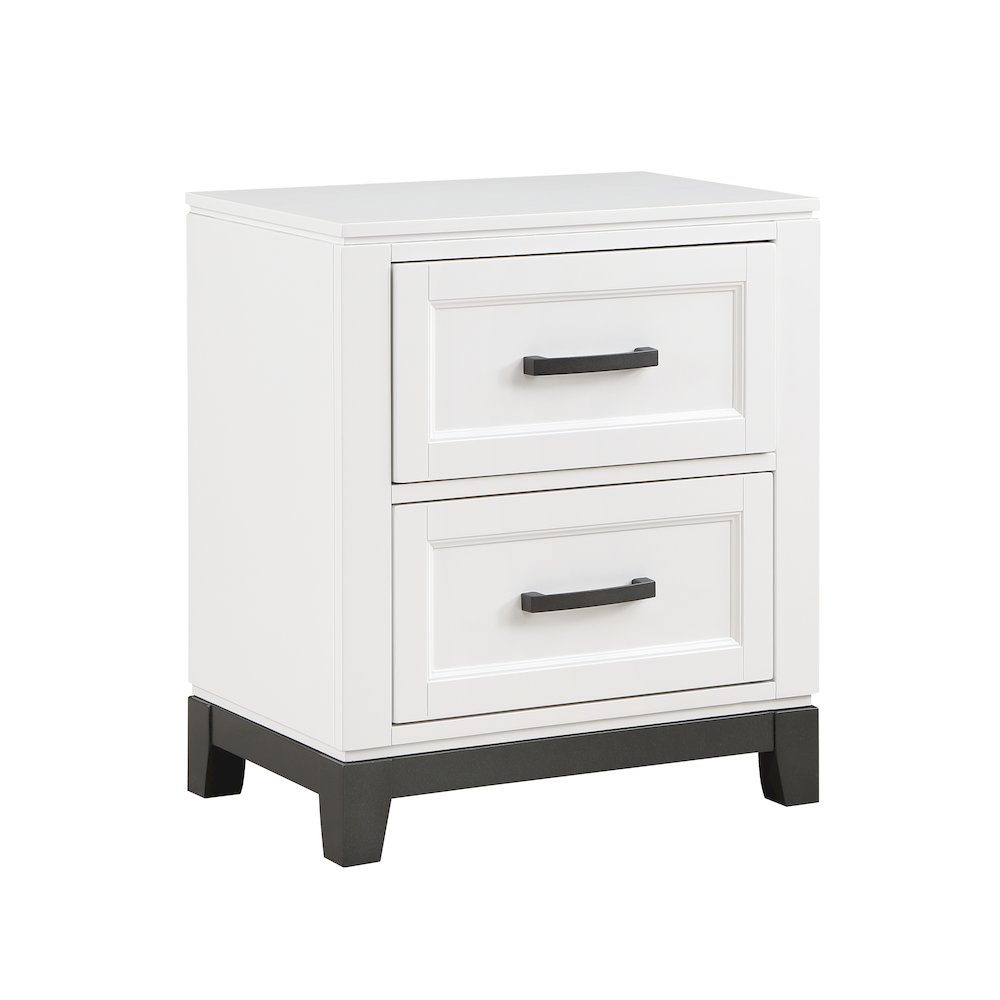 Garretson Acacia Nightstand in 2-Tone Finish (White and Metallic Gray). Picture 1