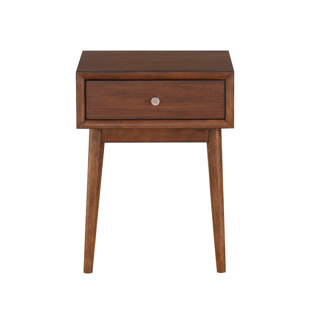 Frolic Rubberwood End Table with Functional Drawer in Brown. Picture 3