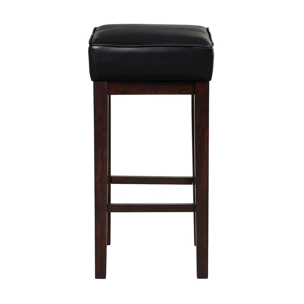 Pittsville Solid Wood 29" Height Square Stool, Set of 2 in Black. Picture 3