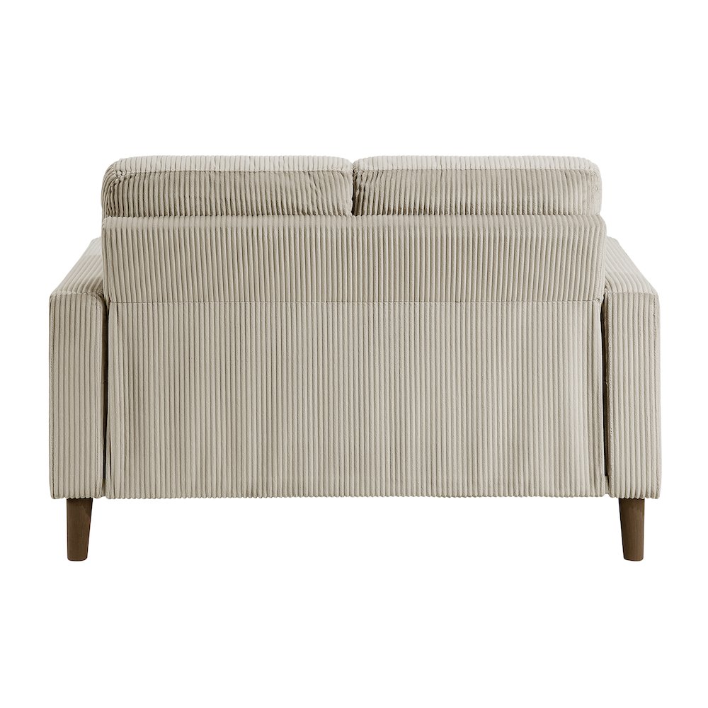 Crandall Corduroy Love Seat in Taupe. Picture 4