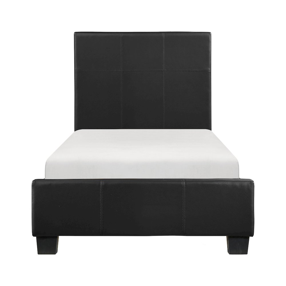 Lorenzi Faux Leather Twin Bed in Black. Picture 3