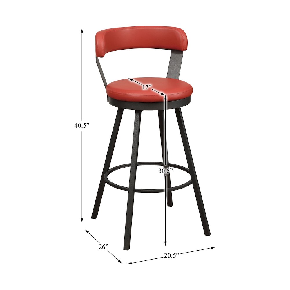 Appert Metal Swivel Pub Height Chair,  set of 2 in Red. Picture 4