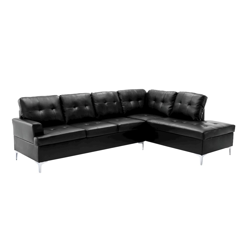 Barrington Faux Leather 2-piece set Sectional Sofa in Black. Picture 1