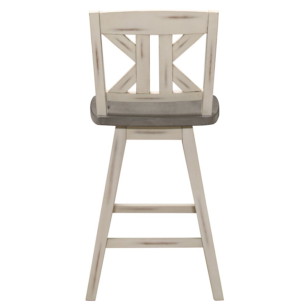 Amsonia Wood Swivel Counter Height Chair, set of 2 in Gray and White. Picture 3