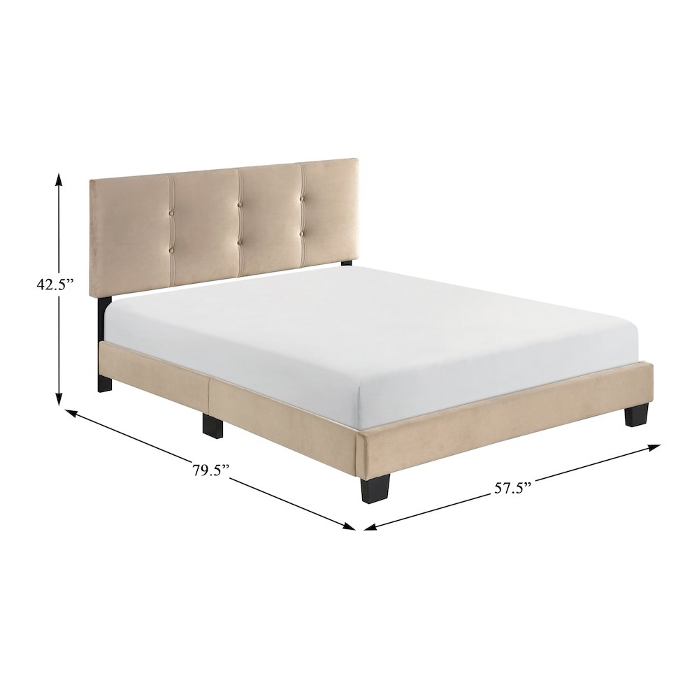 Newberry Velvet Full Platform Bed in Light Brown. Picture 6