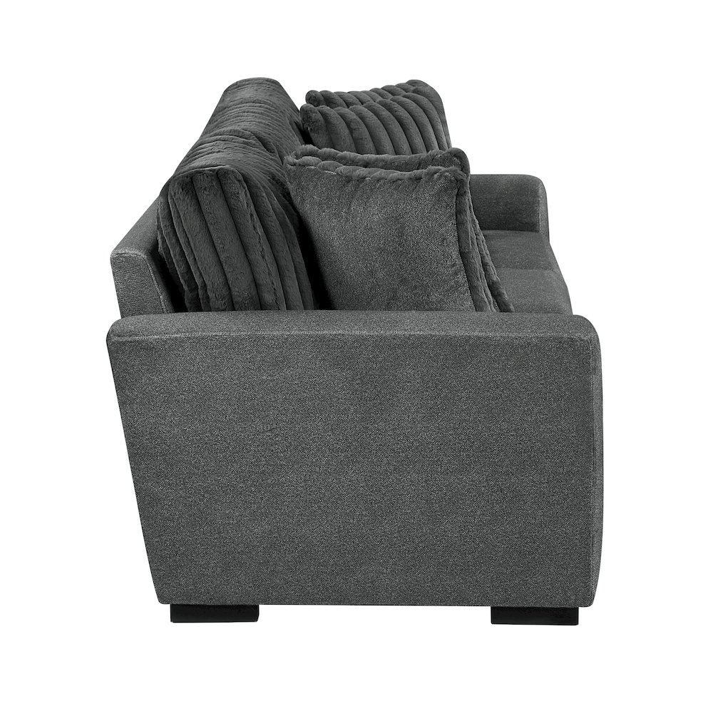 Athena Textured 2pc Set: Sofa, Loveseat in Dark Gray. Picture 11