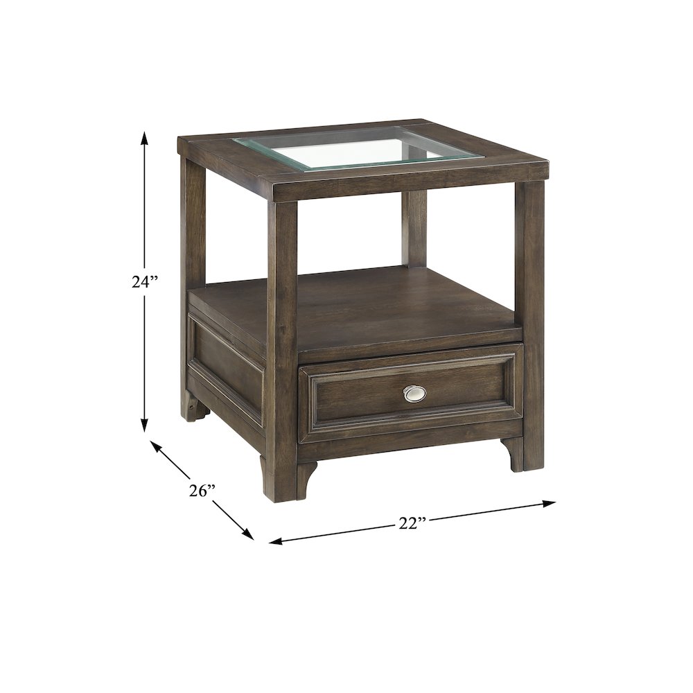 Auburn Asian Hardwood End Table in Charcoal Brown. Picture 4